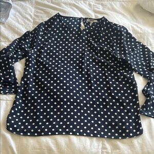 Chic Navy Polka Dot Blouse